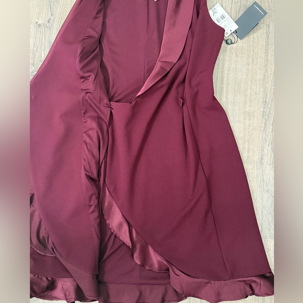 Adrianna Papell Burgundy Ruffle Cabernet Dress Size 8 - Picture 11 of 14